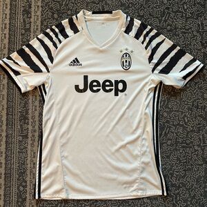 Adidas Juventus Jersey. Size Large. Zebra stripe sleeves. Great used shape.
